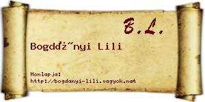 Bogdányi Lili névjegykártya